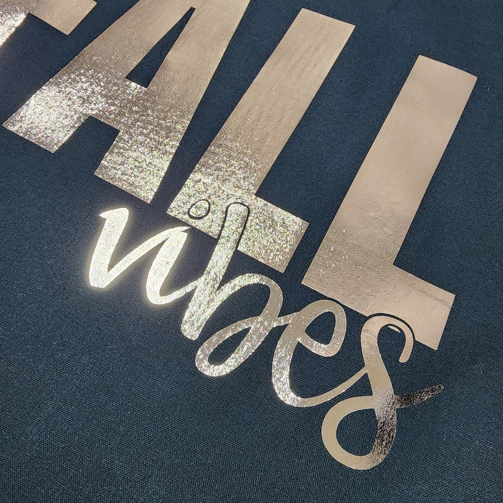 Tote Fall Vibes Metallic Graphic - Gold on Black Handmade